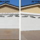 Before-and-after image showcasing Ponderosa Painting's professional exterior transformation project in Slidell, Louisiana.